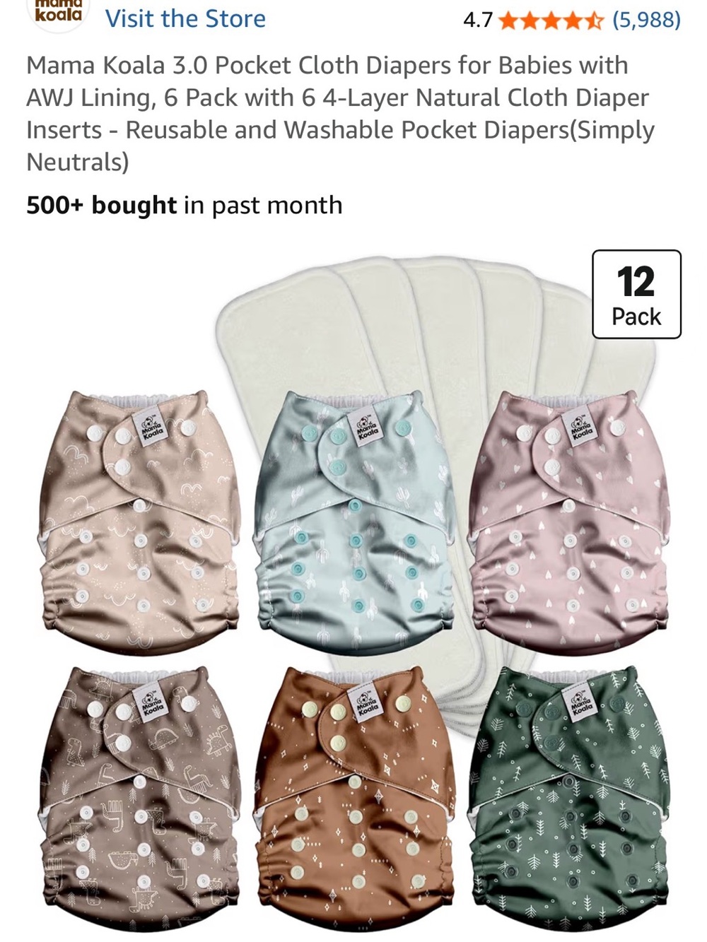 Set of 10 like new cloth pocket diapers